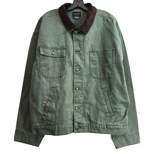 VALOR Collective Jacket Mens XL Green Chore Cropped Corduroy Collar Canvas Barn - product listing photo