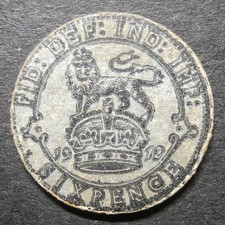 Toy money - Cardboard George V sixpence 1912