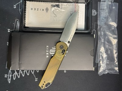 Kizer Assassin V3549 Nitro-V Yellow Handle Ambidextrous Folding Pocketknife