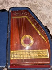 VINTAGE AUTOHARP BY OSCAR SCHMIDT 45 STRINGS 5829 W/ CASE Needs Repair WORKS