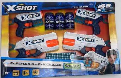 ZURU X-Shot Reflex 6 Kickback 4 Blaster Battle Pack 48 Darts