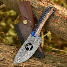 Custom Damascus Steel Blade Pine Cone Corelon Combat Handmade Hunting Knife