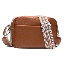 Small Crossbody Bags for Women Genuine Leather, Guitar Strap Shoulder A20-brown