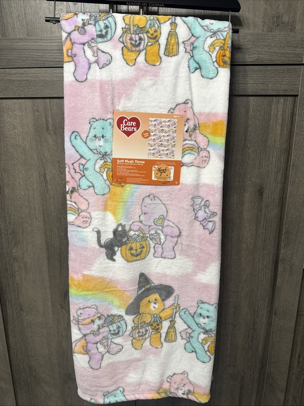 New Care Bears 50"x70" Care Bear Halloween Pink Throw Blanket On Hanger