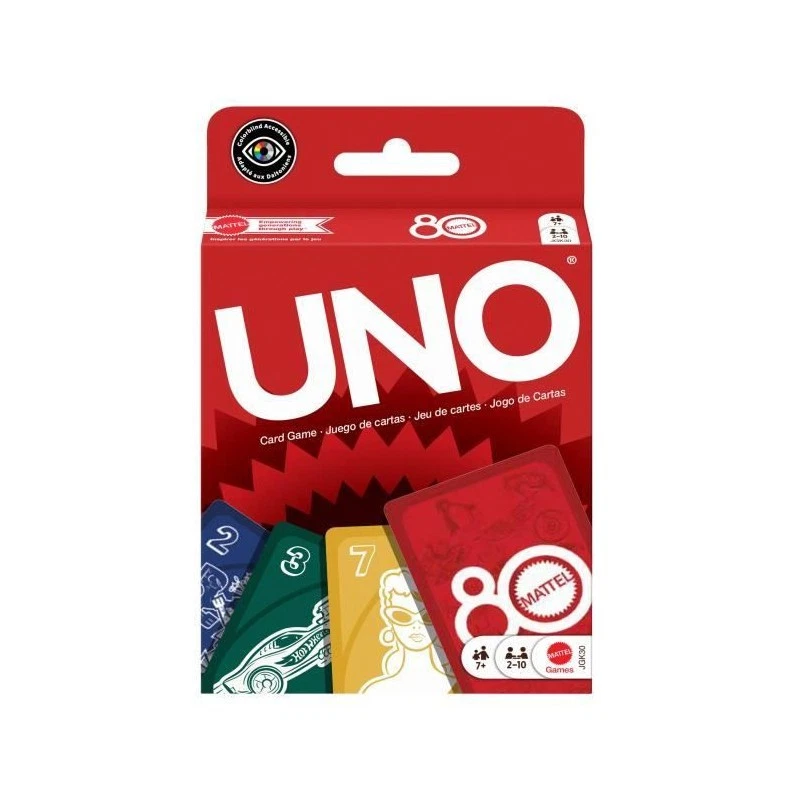 UNO - Jeu de cartes Rouge Rubis - 80eme anniversaire de Mattel - Pour toute la f - Photo 4/4