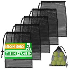 Small Mesh Bags Drawstring Black 5Pcs 5 PCS Set / 11.8 7.48 inch,