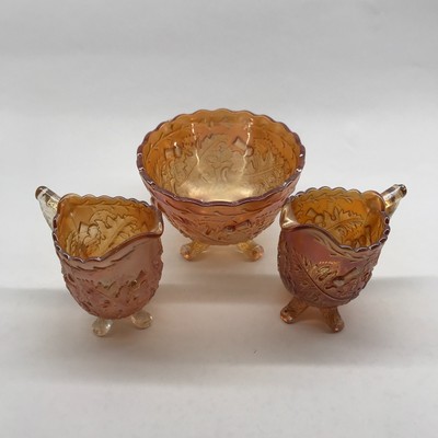 Vintage Sowerby Midas Ringelblume Karneval Glasdistel 1 Schale und 2 Krüge