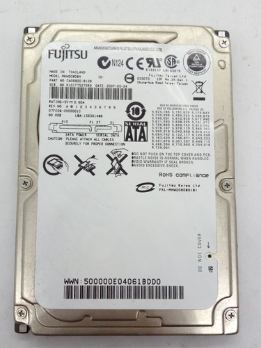 FUJITSU ***MHW2080BH*** 80GB SATA HDD Notebook 2,5 ZOLL #NFP1700