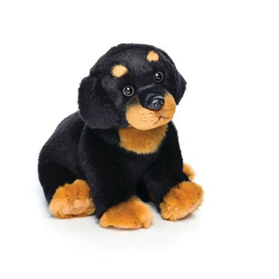 Plush Toy Black Rottweiler Dog Sm P00023