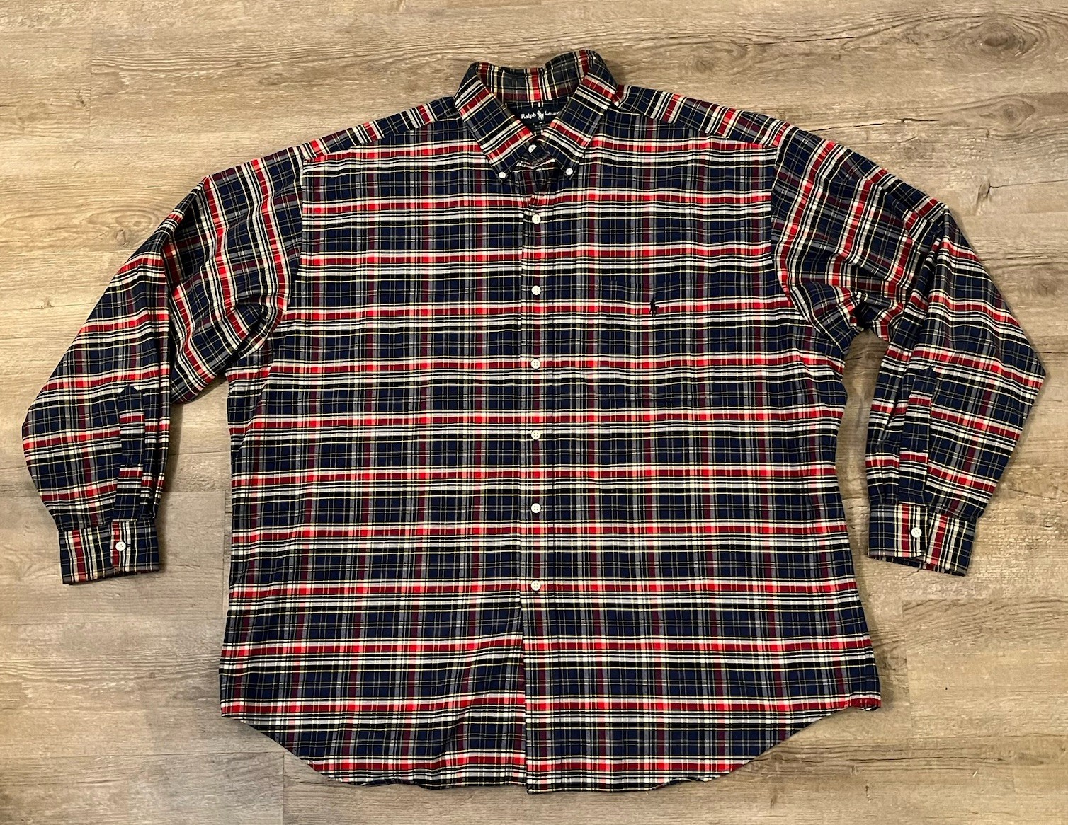 Ralph Lauren Big Shirt Men's XL Button-Down Long Sleeve Shirt Multicolor Plaid