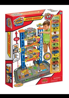Track 'N Town Express Wheels 115-Pc 5 Story Jumbo Garage w/ 15 Cars. NEW!