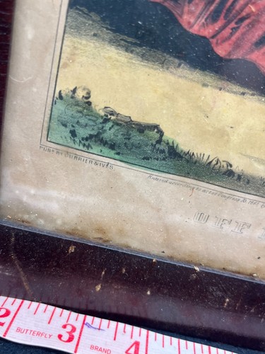 antico raro currier e ives off to war colore litografia originale guerra civile incorniciato - Foto 11 di 19