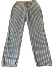 Y2K 90s American Eagle Mom Jeans Sz 0 Blue White Stripes High Rise Tapered Leg