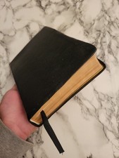 Vintage Holman Holy Bible Black French Morocco Leather Gold Red Letter Regal