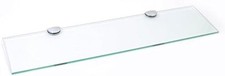 Long glass shelf with chrome supports bathroom bedroom kitchen office (600mm x 