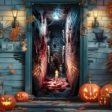 Halloween Decorations Horror Skeleton Corridor Door Cover Banner Gift 35x73"
