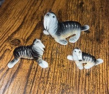 Lot of 3 Walrus Family Bone China  Figurines Original Sticker On Dad Gray Black