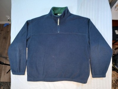 Ozark Trail Mens XL Navy Blue Fleece 1/4 Zip Pullover Sweatshirt Green