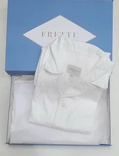 Frette Rigato Ara Men's Pajamas in White Size XL 100% Cotton