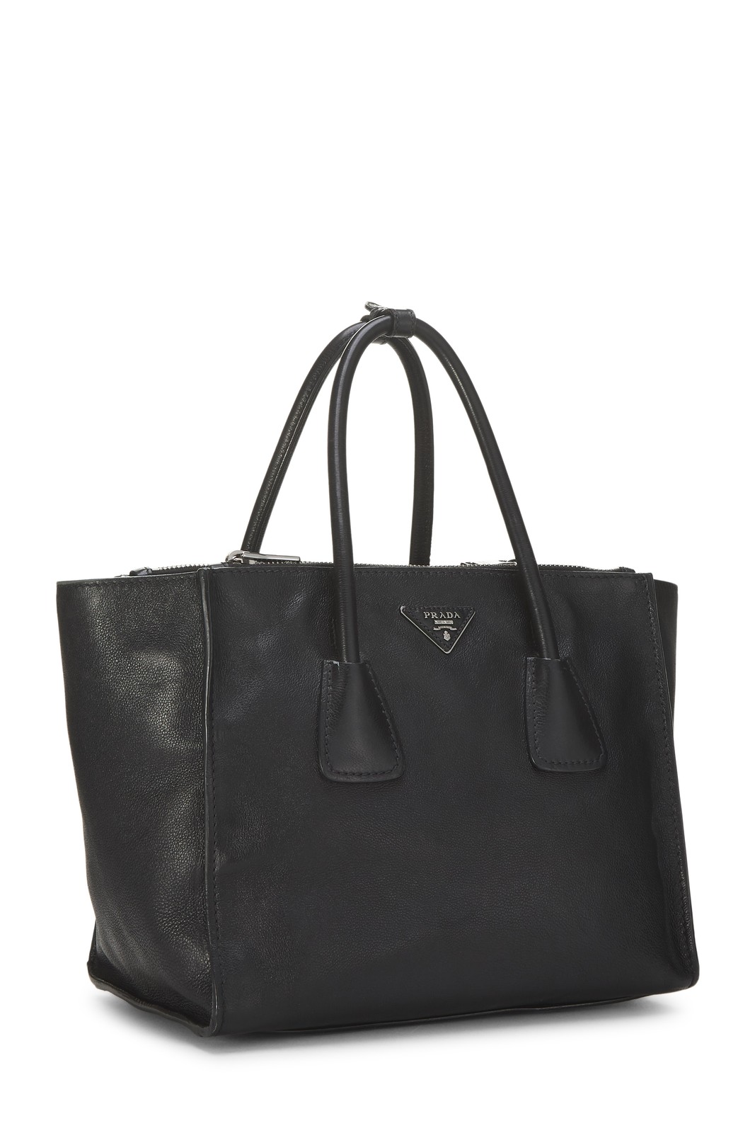 Prada Black Vitello Daino Trapeze Tote - WGACA image 2