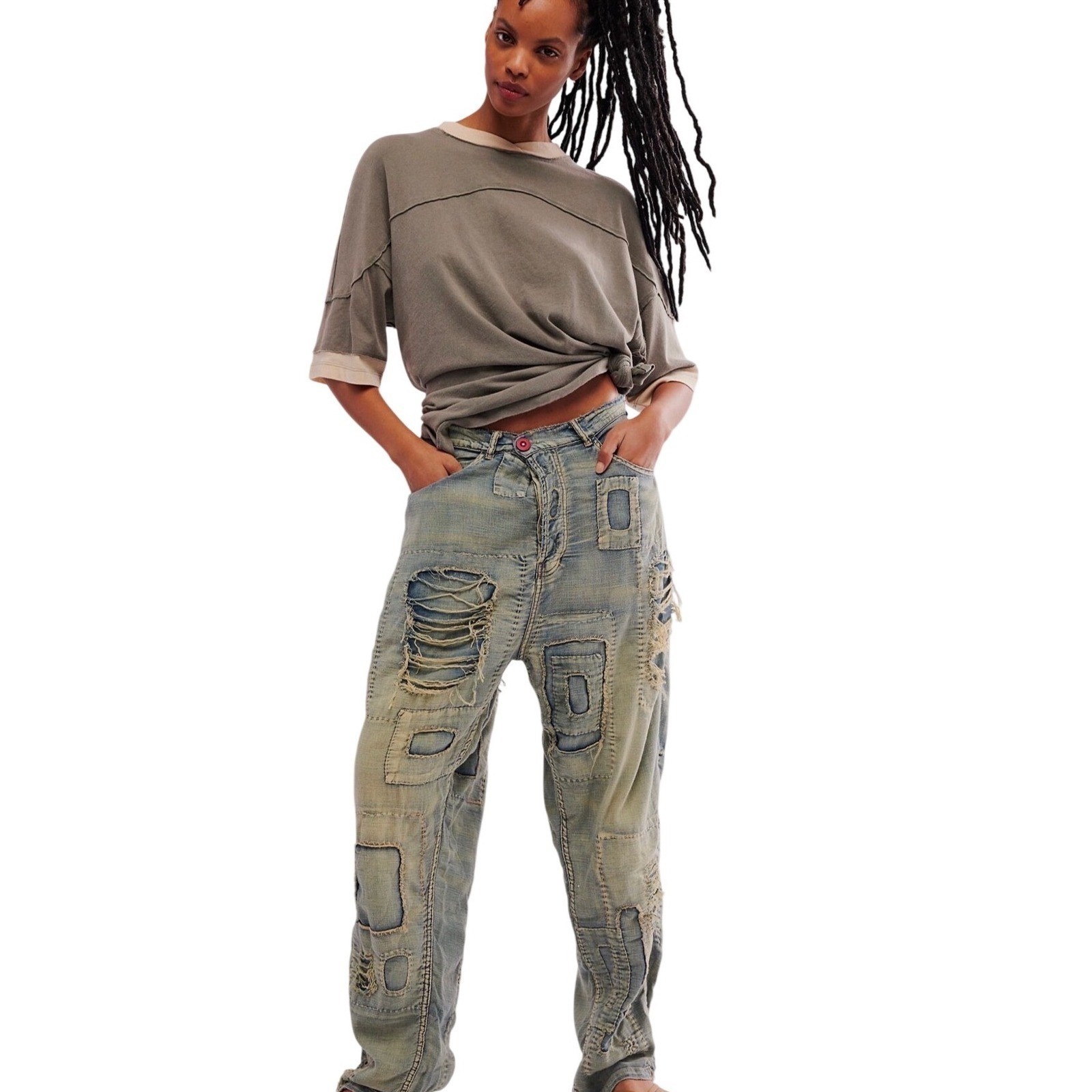 Magnolia Pearl RARE Washed Indigo Distressed Denim Jeans Style 598 NWT SOLD OUT