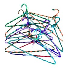 Lot of 10 Vintage Handmade Crocheted Clothes Hangers Multicolor Boho Retro