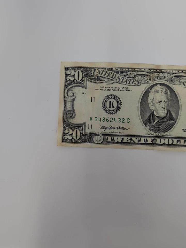 1995 $20 Twenty Dollar Vintage Federal Reserve Note Serial # K34862432C - Image 2 of 4
