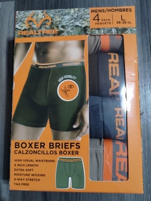 Realtree L 4 Pack Mens Boxer Briefs Underwear Polyester Blend Stretch Large