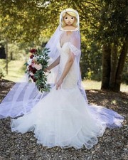 Ivory Mermaid Wedding Dress Lace Tulle Sweetheart Neck Size 2 Cleaned Preserved