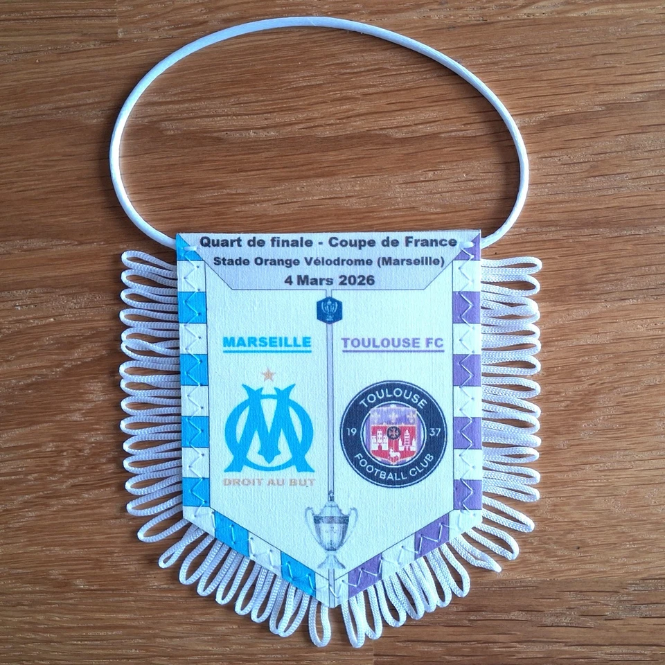 MARSEILLE / TOULOUSE (Quart - Coupe de France 2026) - Fanion en tissu, neuf - Photo 1/1