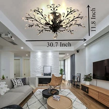 Vintage Crystal Pendant Lamp Flower Ceiling Light Fixture Chandelier Bedroom NEW