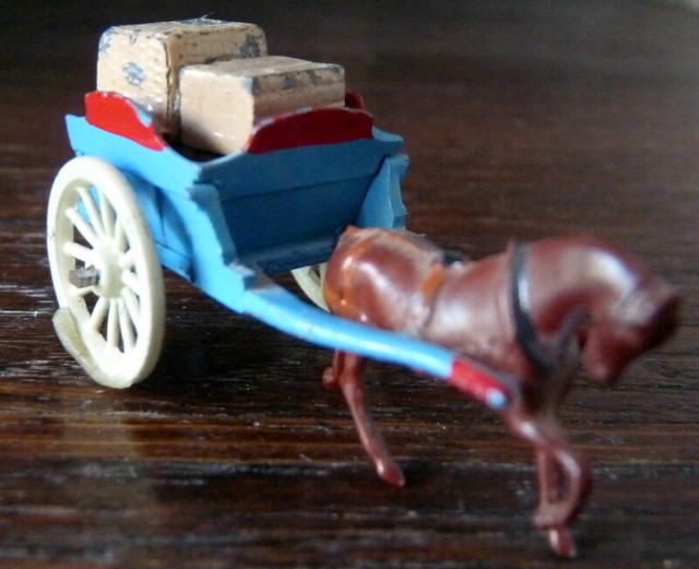 Vintage Painted Metal Britains England Horse Cart Toy 112 Dollhouse