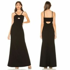 JILL STUART ~ Black Crepe Cut-Out Strappy A-Line Formal Gown 4 NEW $428