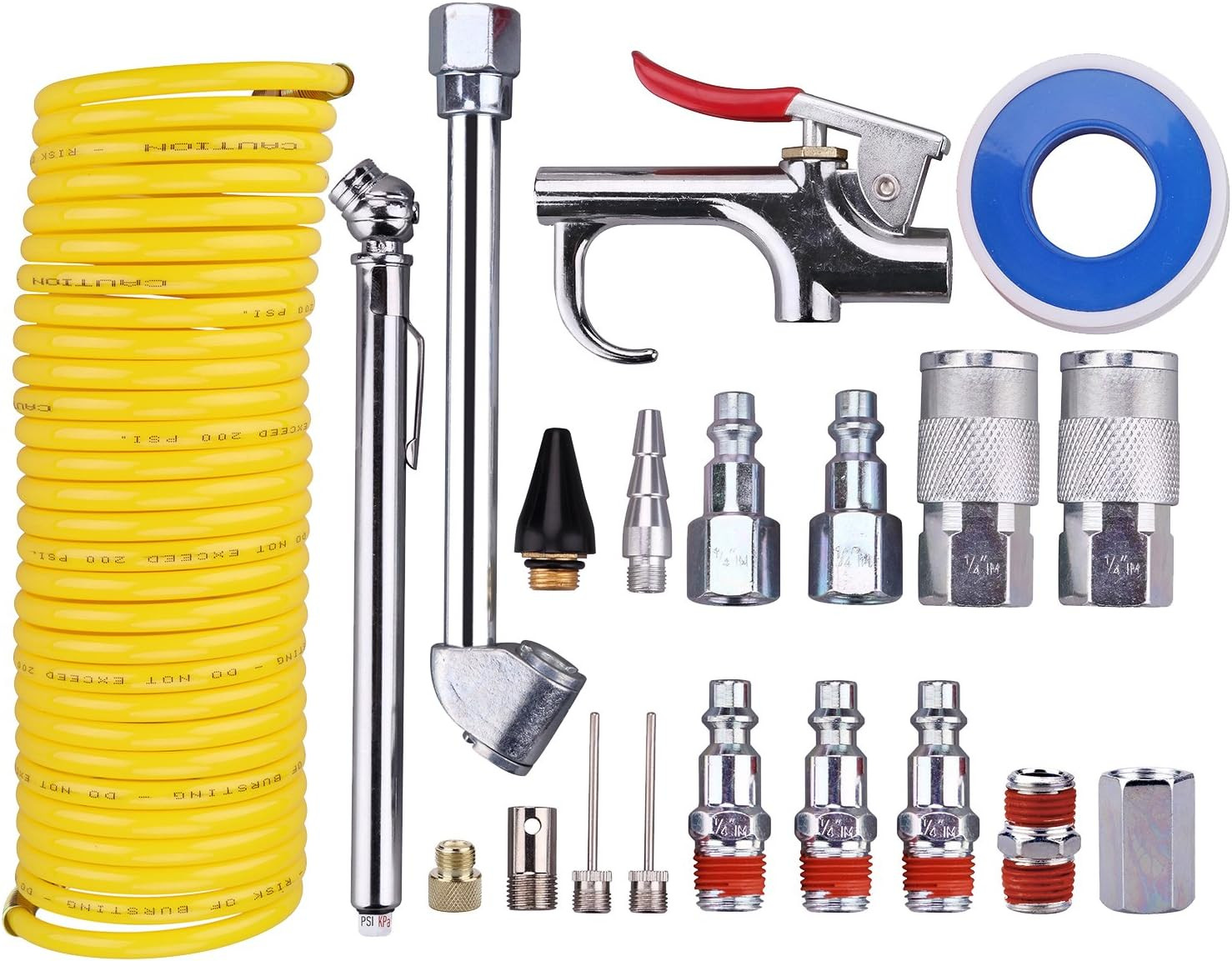 Kit, 1/4 Inch Npt Air Tool Kit With 1/4 Inch X 25ft Coil Nylon