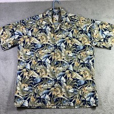 Vtg Pierre Cardin Hawaiian Shirt Men Large All Over Print Floral Button Up SS