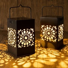 2 Pack Solar Lanterns Hanging Lights Outdoor Waterproof Decorative Garden Lamp