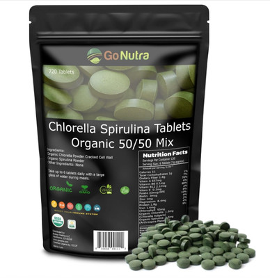 Organic Chlorella & Spirulina Tablets, 50/50 Blend, 500mg Each, 720 Count, 4 ...