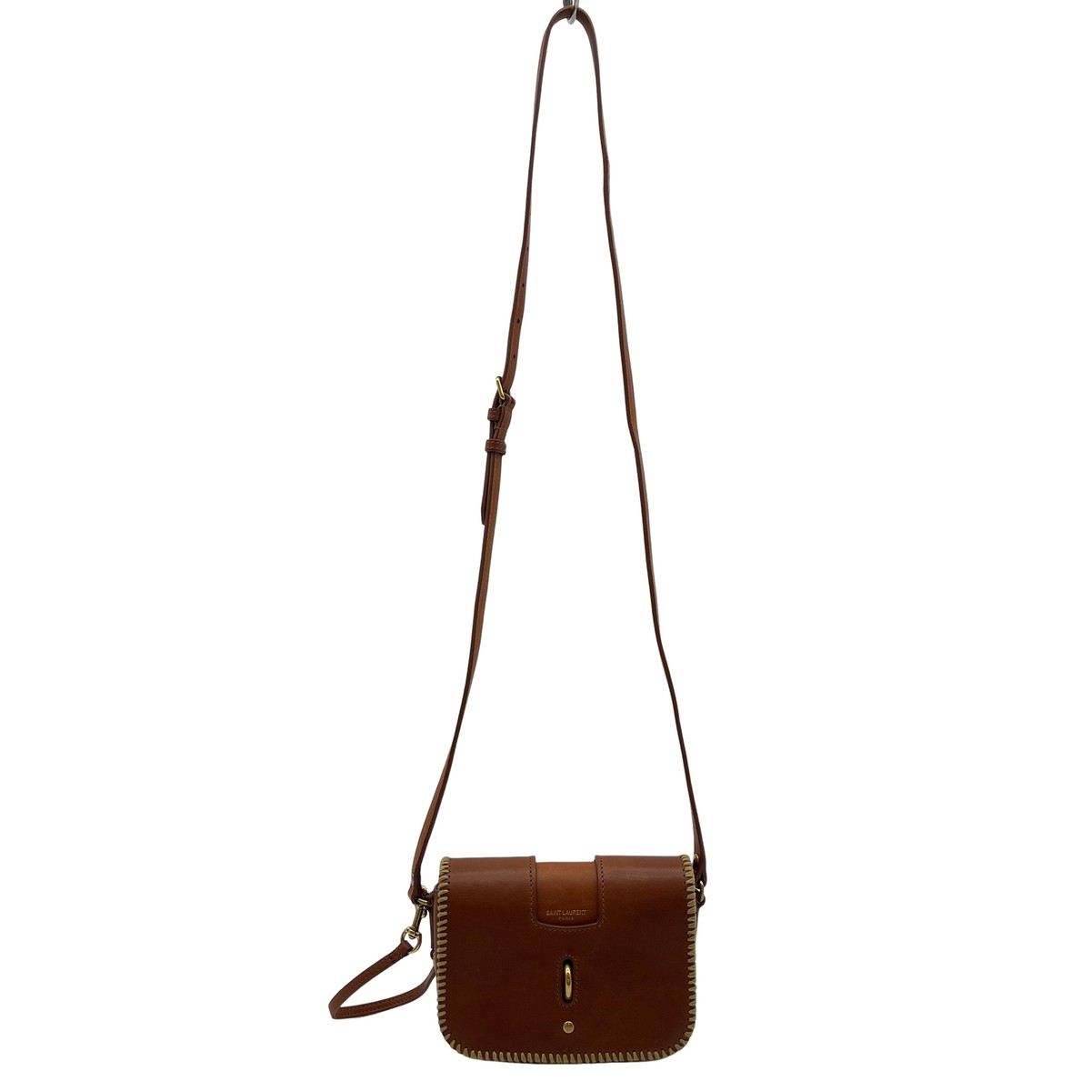 Authentic SAINT LAURENT Minibag T.charl Shoulder Bag Brown Leather