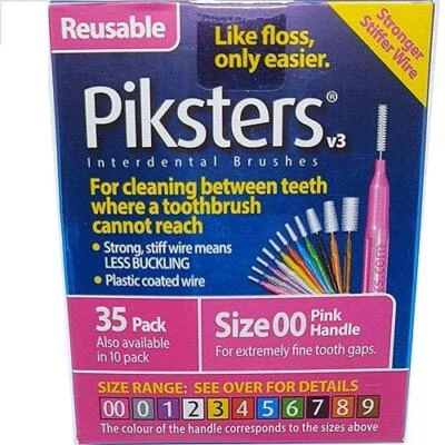 Piksters Interdental Brushes - Size 00 Pink - 1 Pack of 35
