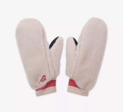 Nike Mittens Faux Fur Womens XS/S Pink Oxford/Archaeo Pink Gloves