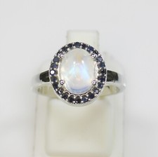 Natural Moonstone And Sapphire Ring With 925 Sterling Silver In All Sizes