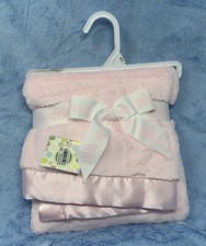 Little Me pink plush velour and satin Baby Blanket