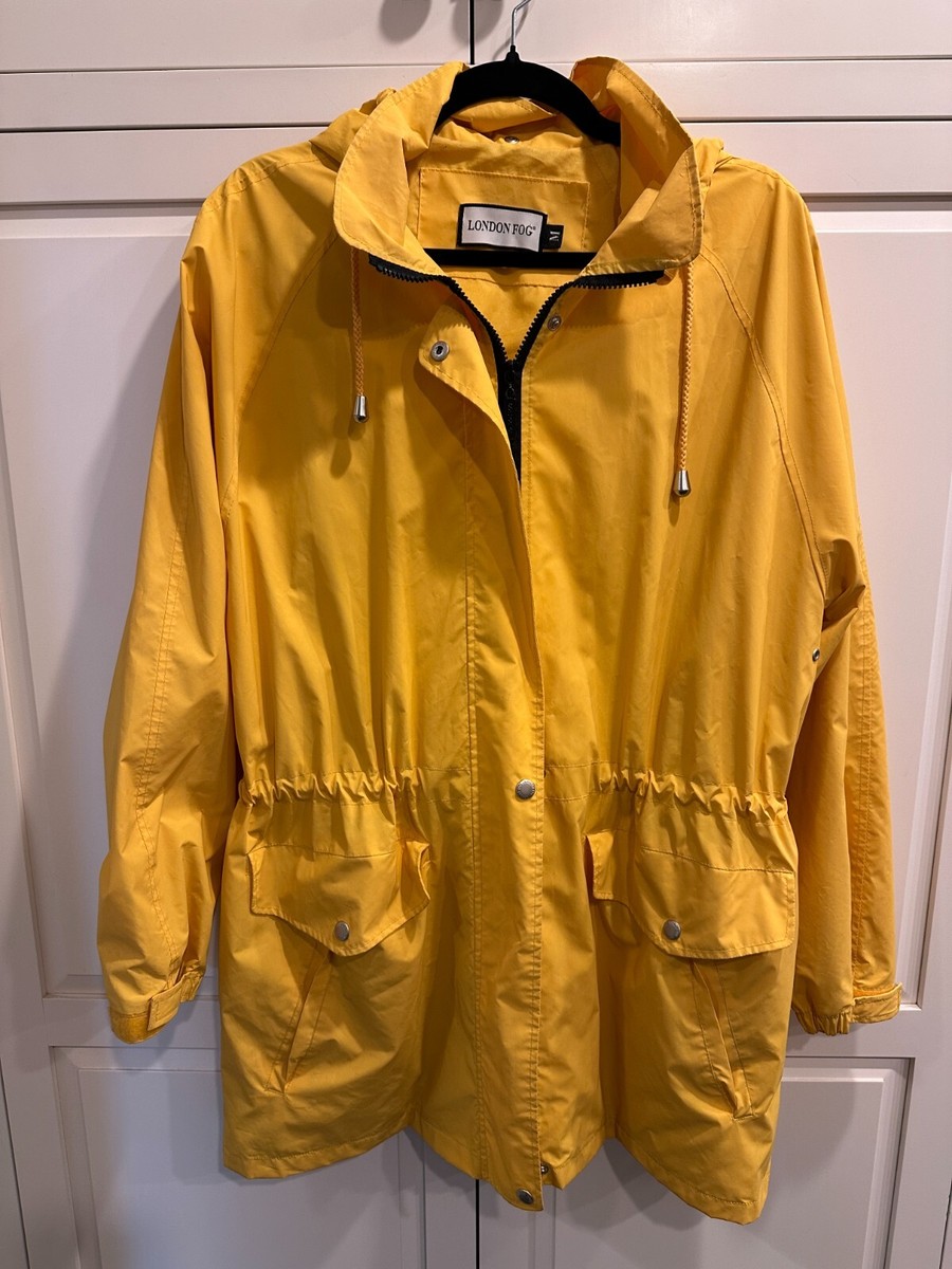 Vintage London Fog Women's Yellow Rain Jacket Coat sz Medium