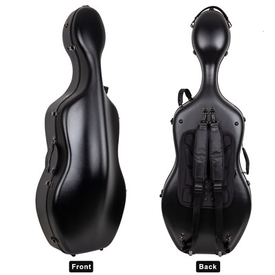Crossrock Poly Carbon Case fits 4/4 Full Size Cello-with Wheels，Straps-Black