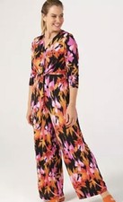 Kim & Co Printed Brazil Jersey Tie Front Jumpsuit size X-Large Petite QVC NEW