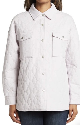 Coffee Shop Quilted Shirt Jacket Women’s Size Large Oversized Muted Lilac $159 - Picture 3 of 10