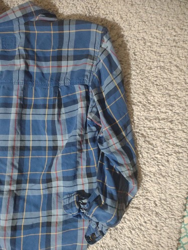 Liz Claiborne LizWear PS Blue Plaid Flannel Button Up Shirt 3/4 Sleeve Vintage - Picture 12 of 16