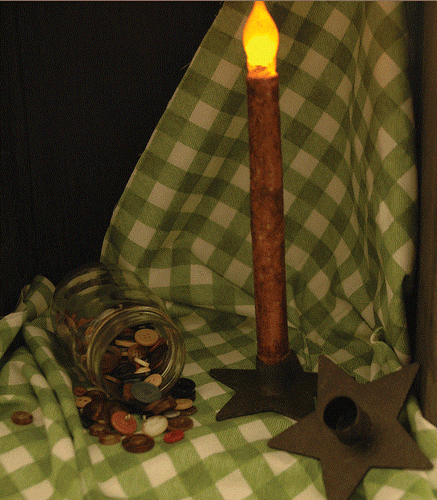 Distressed Star Candle Holder in Black Wrought Iron, Perfect for Holiday  - Picture 2 of 2