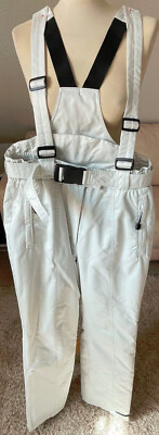 Etirel Stylish Ladies Snow Ski Pants Size 42 Light Gray Removable Suspenders