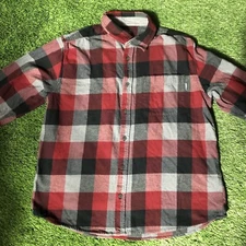 Eddie Bauer Shirt Men XL Plaid Red Casual Button Down Relaxed Fit Flannel